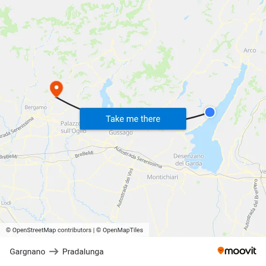 Gargnano to Pradalunga map