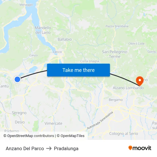 Anzano Del Parco to Pradalunga map