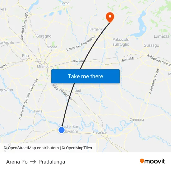Arena Po to Pradalunga map