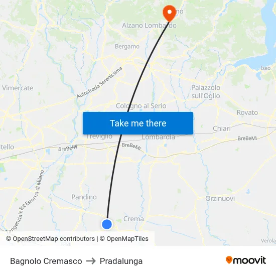 Bagnolo Cremasco to Pradalunga map