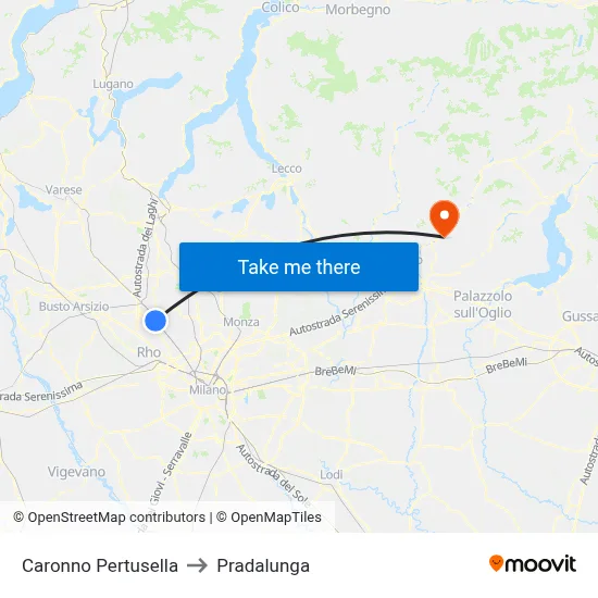Caronno Pertusella to Pradalunga map