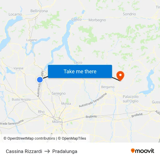 Cassina Rizzardi to Pradalunga map
