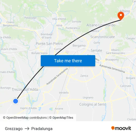 Grezzago to Pradalunga map