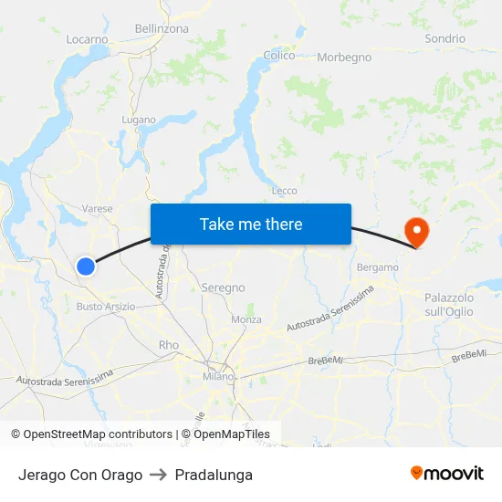 Jerago con Orago to Pradalunga map