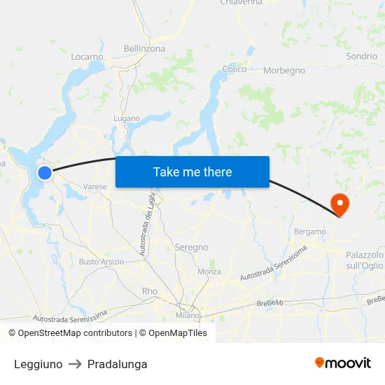 Leggiuno to Pradalunga map