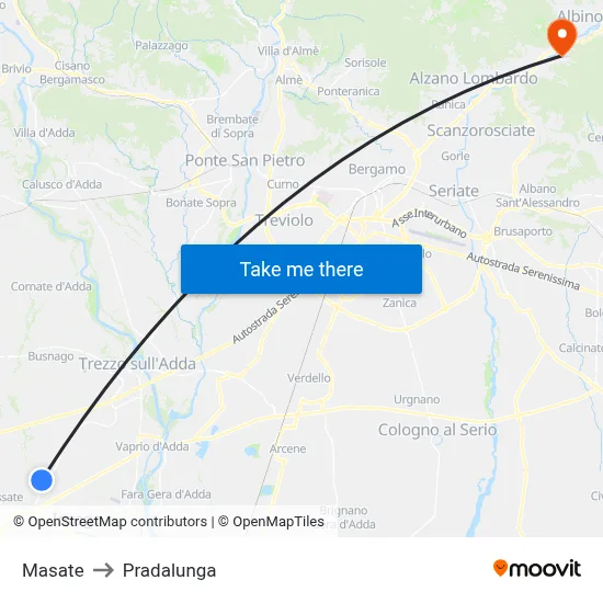 Masate to Pradalunga map