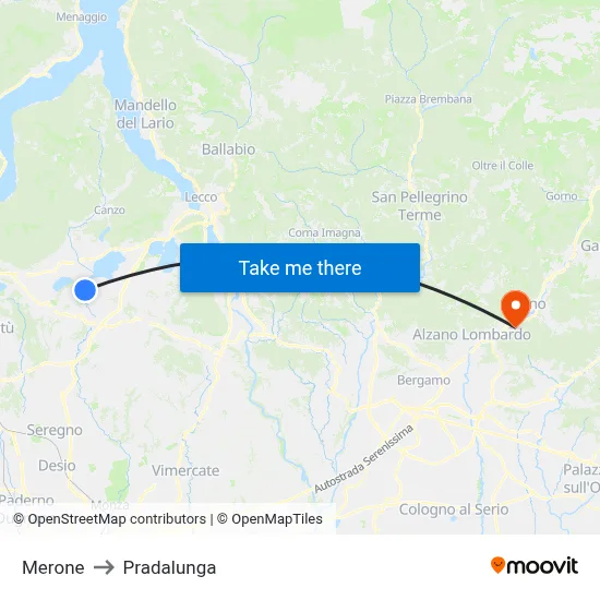 Merone to Pradalunga map