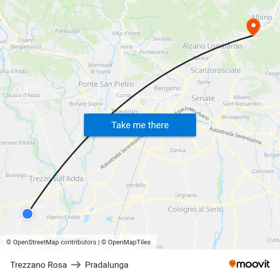 Trezzano Rosa to Pradalunga map