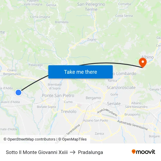 Sotto Il Monte Giovanni Xxiii to Pradalunga map