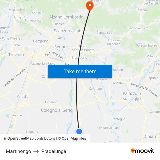 Martinengo to Pradalunga map