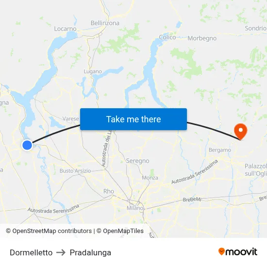 Dormelletto to Pradalunga map