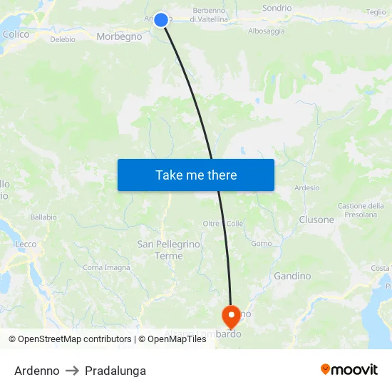 Ardenno to Pradalunga map