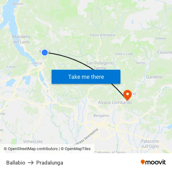 Ballabio to Pradalunga map