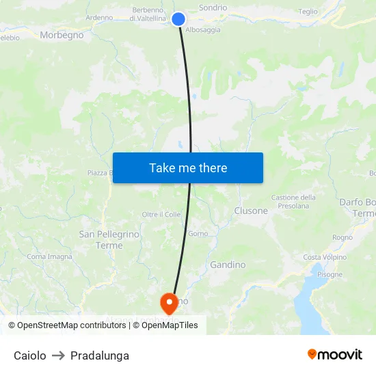 Caiolo to Pradalunga map