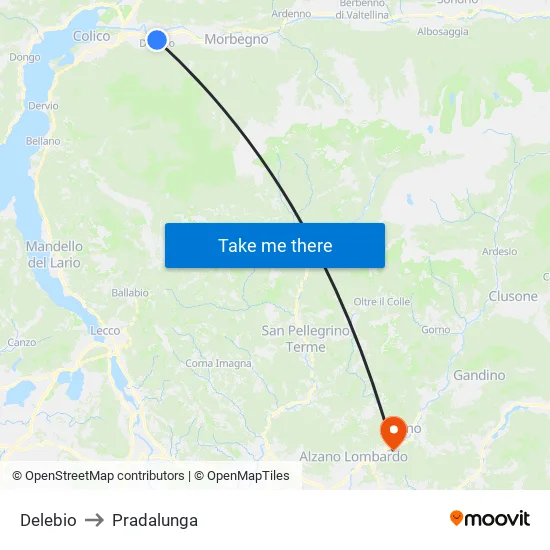 Delebio to Pradalunga map