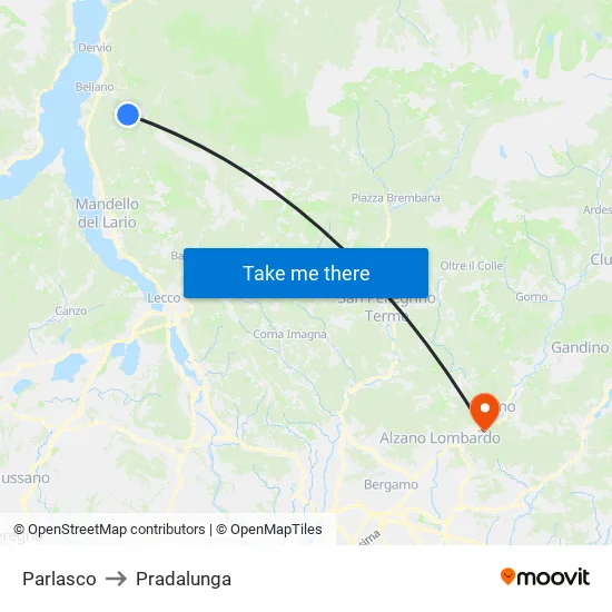 Parlasco to Pradalunga map