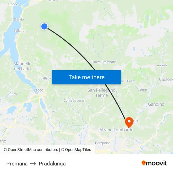 Premana to Pradalunga map