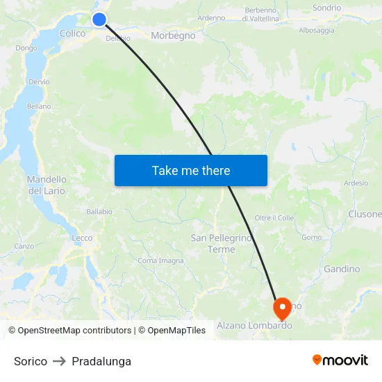 Sorico to Pradalunga map