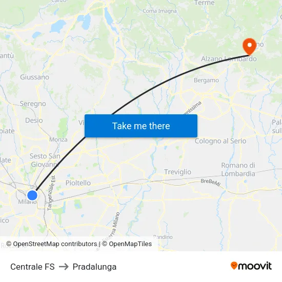 Centrale FS to Pradalunga map