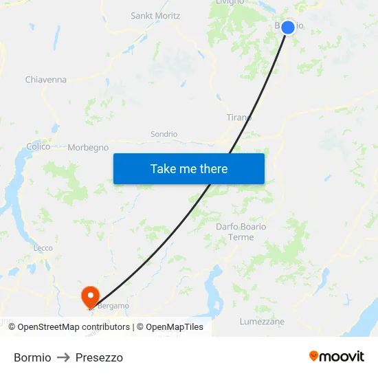 Bormio to Presezzo map