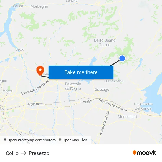 Collio to Presezzo map