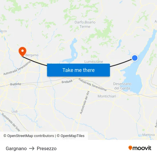 Gargnano to Presezzo map