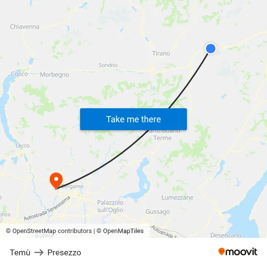 Temù to Presezzo map