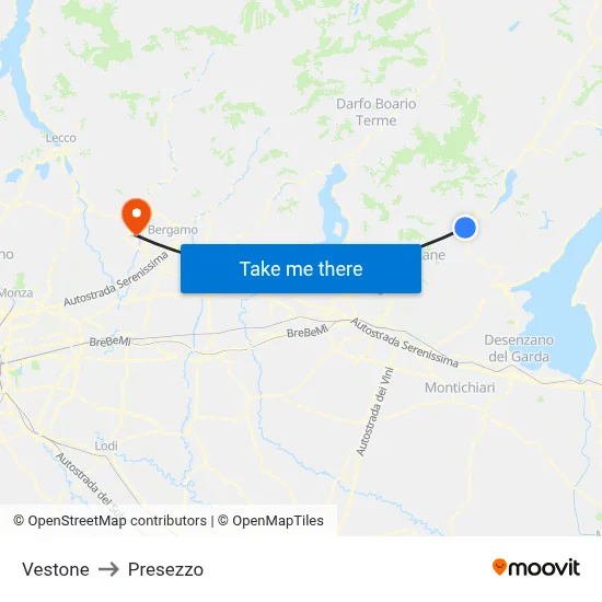 Vestone to Presezzo map