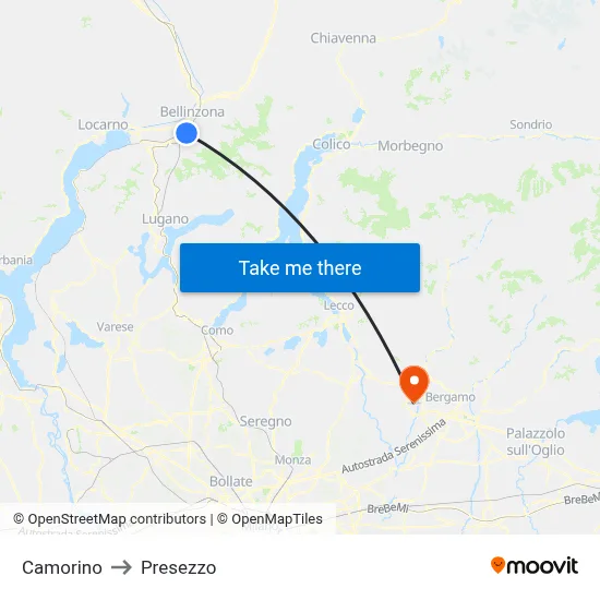 Camorino to Presezzo map