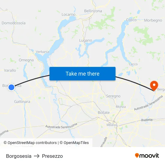 Borgosesia to Presezzo map
