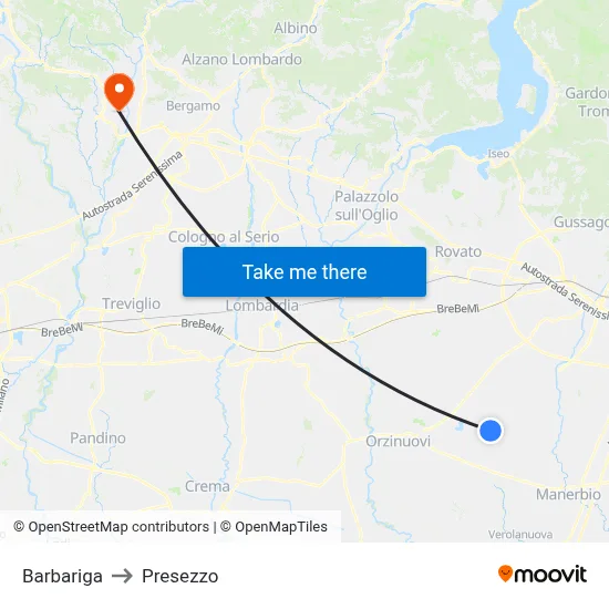 Barbariga to Presezzo map