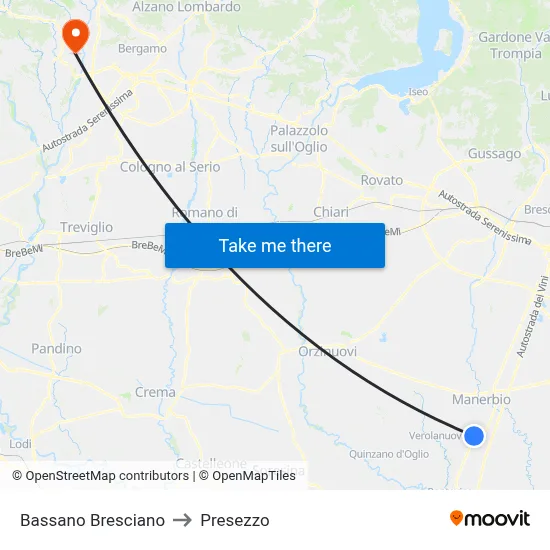 Bassano Bresciano to Presezzo map