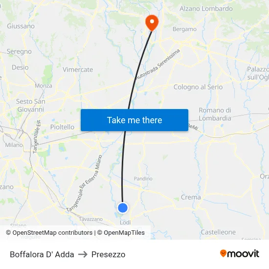 Boffalora D'Adda to Presezzo map