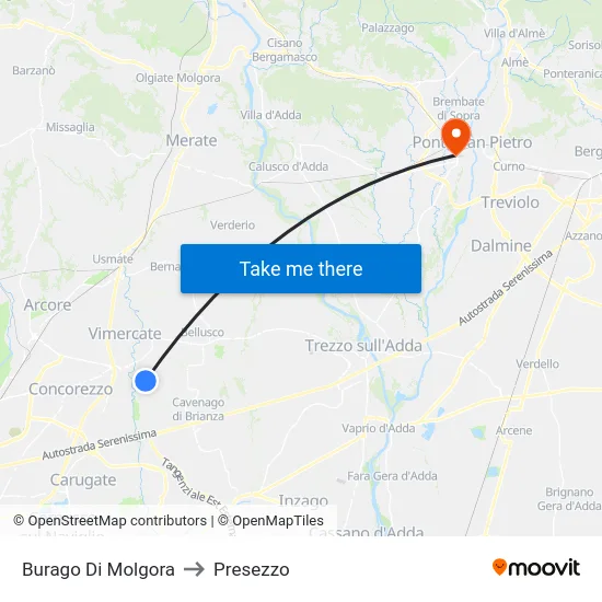 Burago di Molgora to Presezzo map