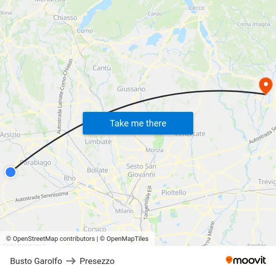 Busto Garolfo to Presezzo map