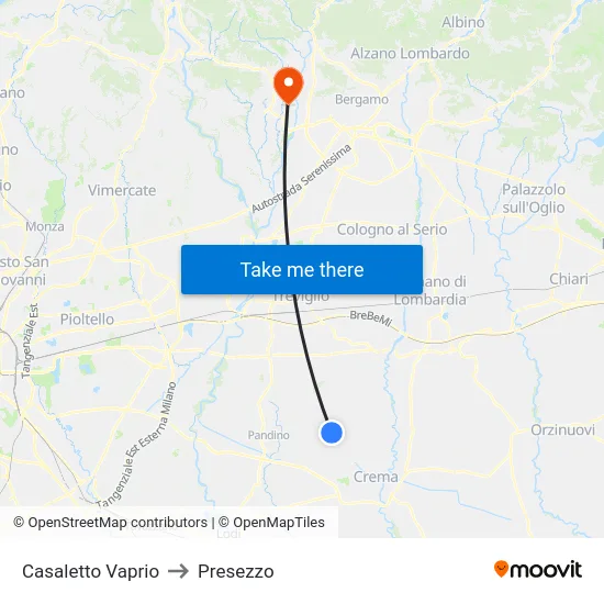 Casaletto Vaprio to Presezzo map