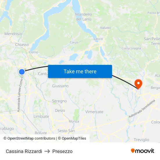 Cassina Rizzardi to Presezzo map