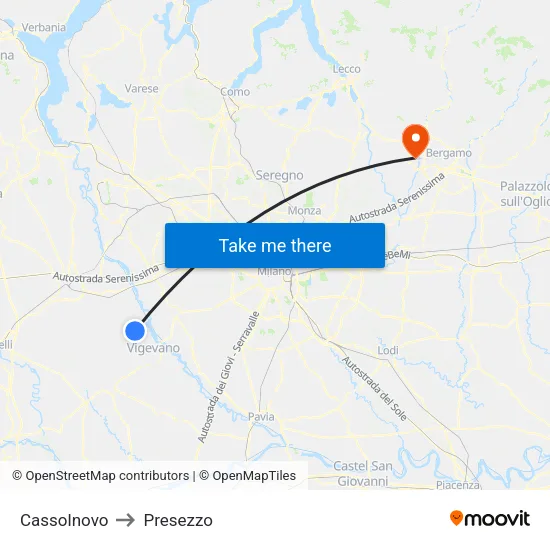 Cassolnovo to Presezzo map