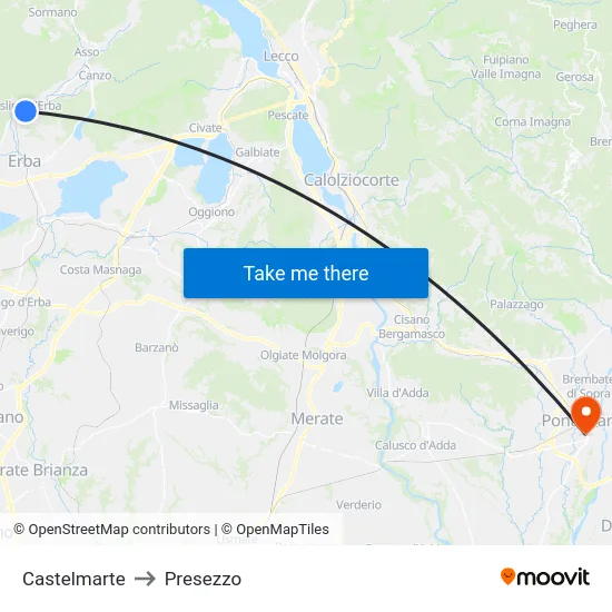 Castelmarte to Presezzo map