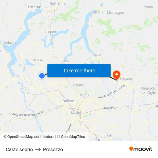 Castelseprio to Presezzo map