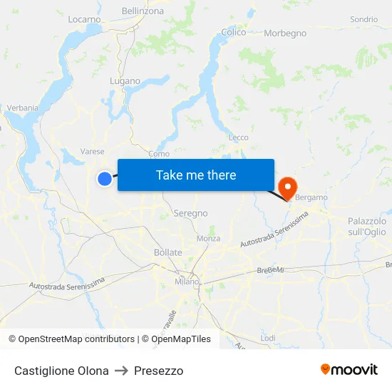 Castiglione Olona to Presezzo map