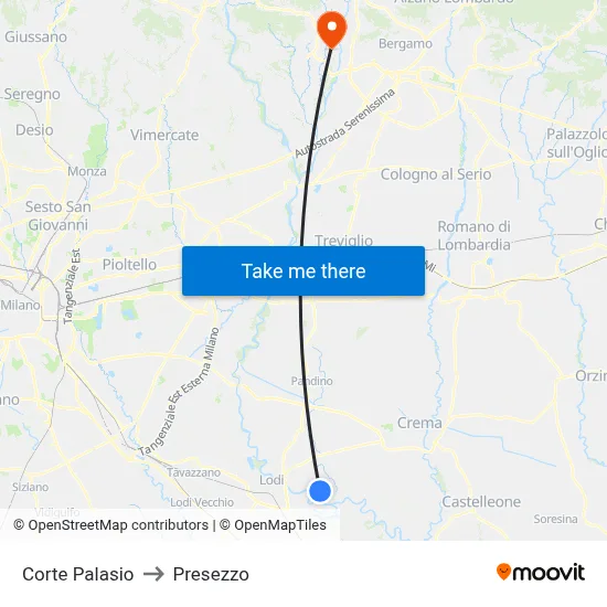 Corte Palasio to Presezzo map