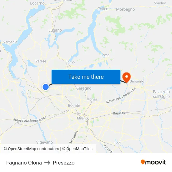 Fagnano Olona to Presezzo map