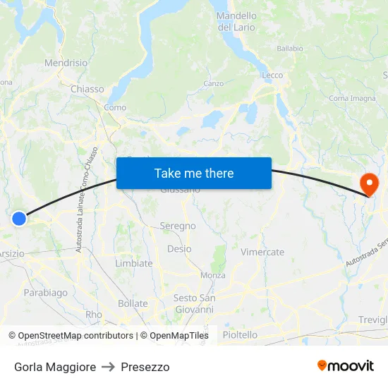 Gorla Maggiore to Presezzo map