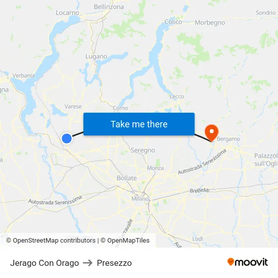 Jerago con Orago to Presezzo map