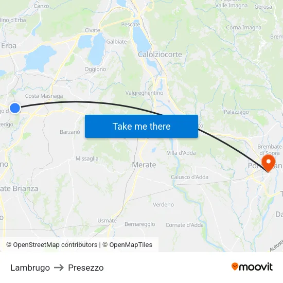 Lambrugo to Presezzo map