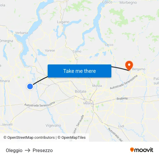 Oleggio to Presezzo map