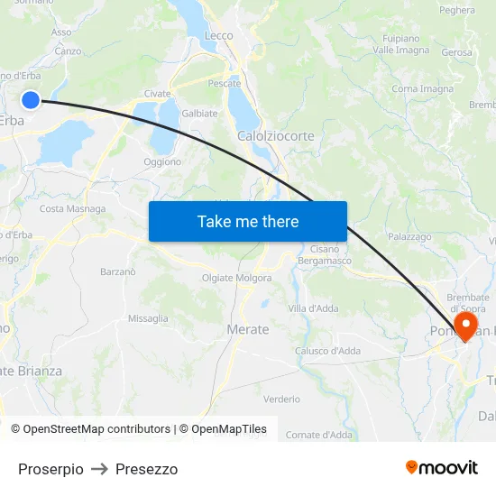 Proserpio to Presezzo map