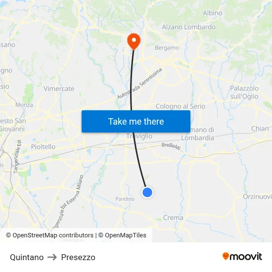 Quintano to Presezzo map