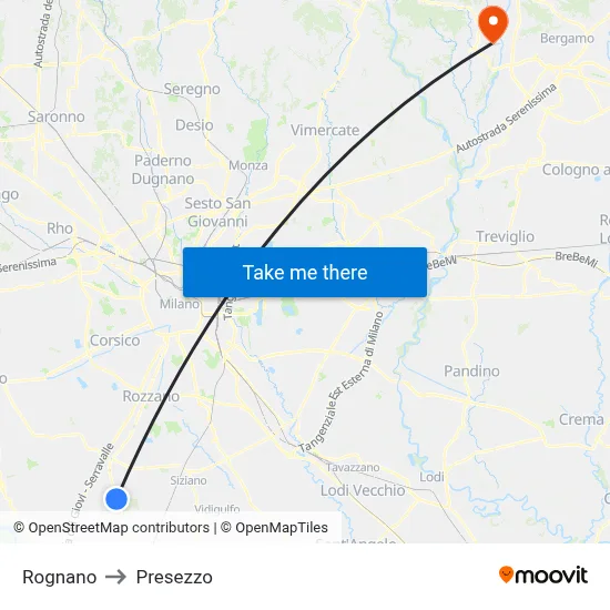 Rognano to Presezzo map